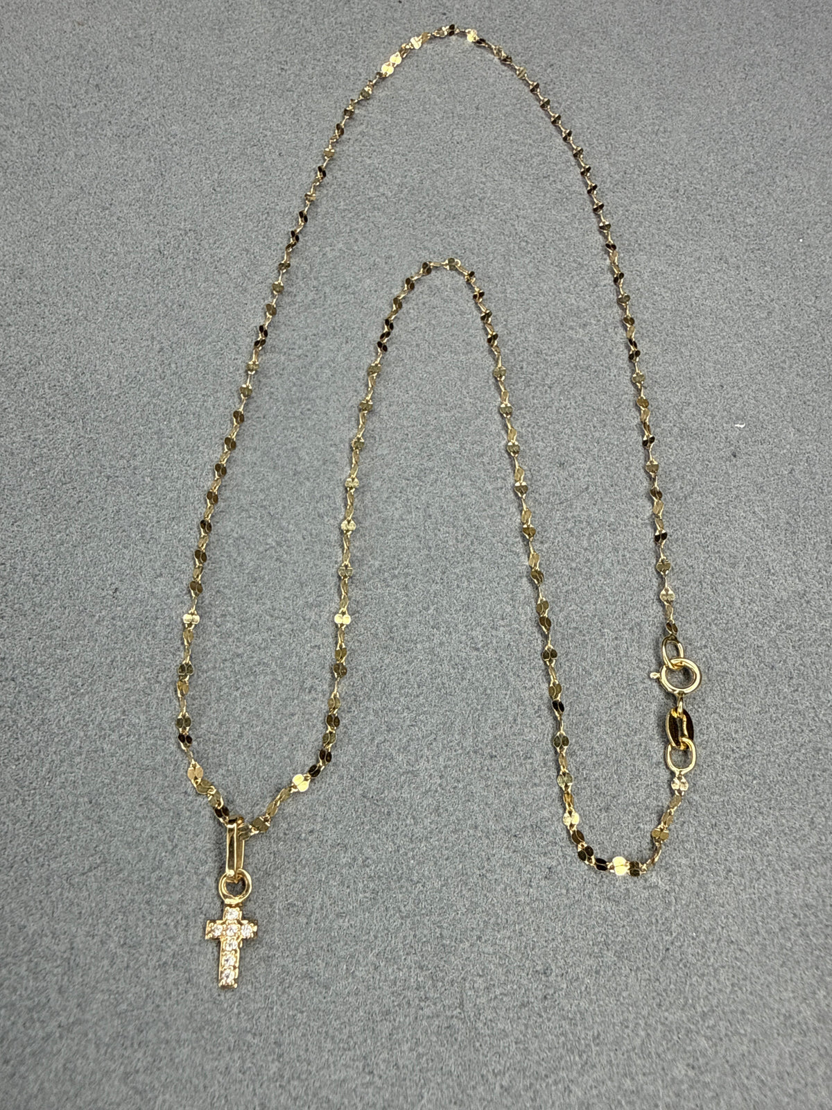 Dije mini cruz de circon blanco Italiano especial 18k