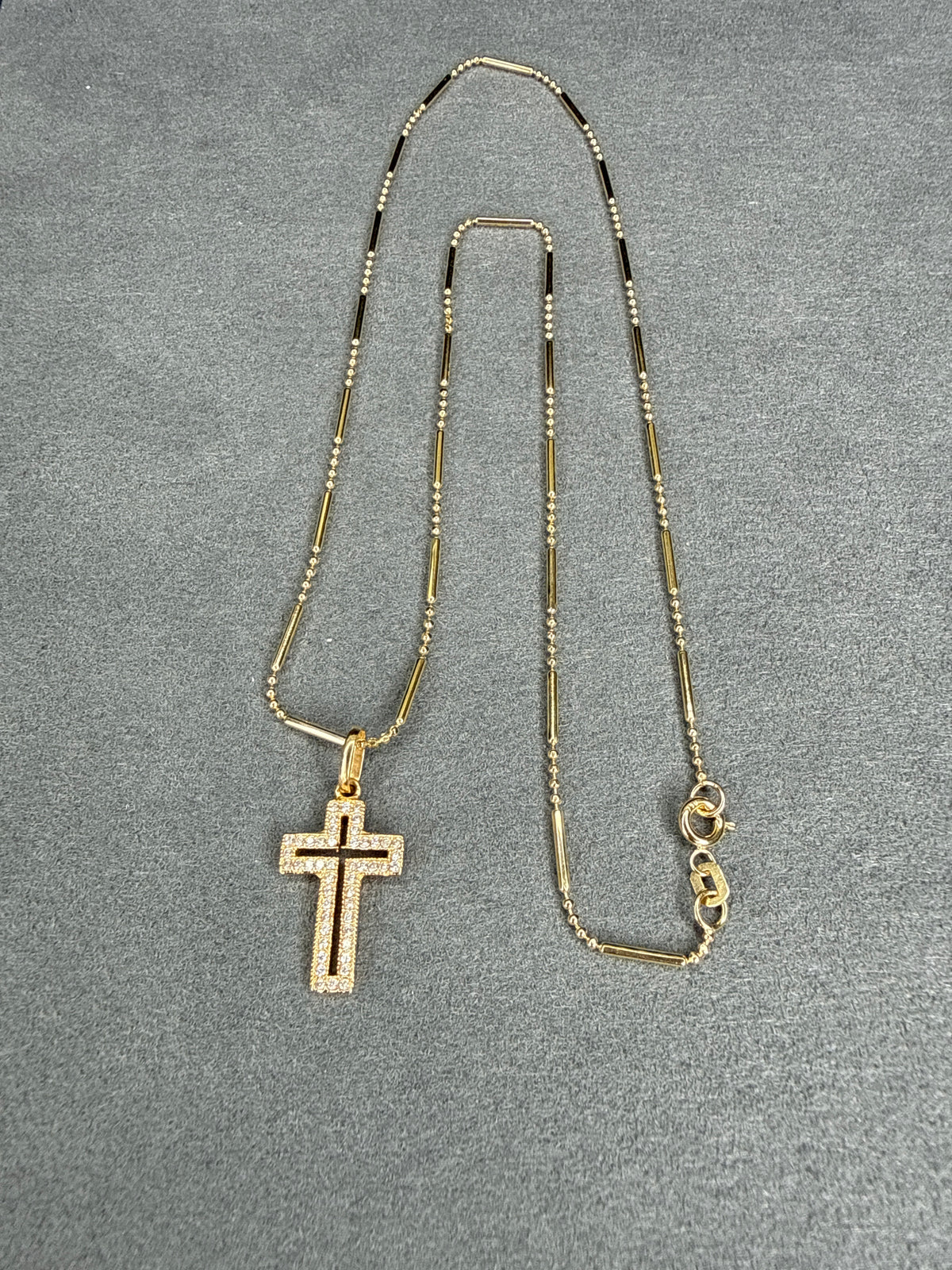 Dije cruz de circon blanco Italiano 18k