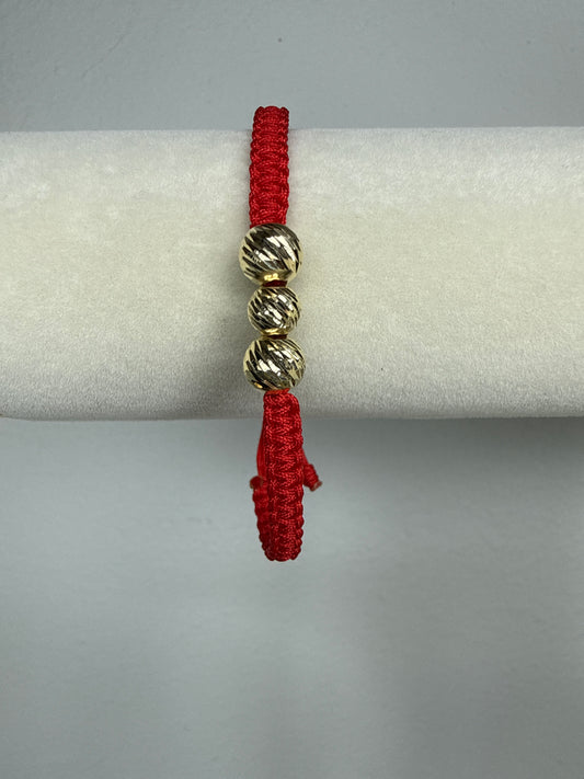 Pulsera de 3 balines diamantados Nacional 18k