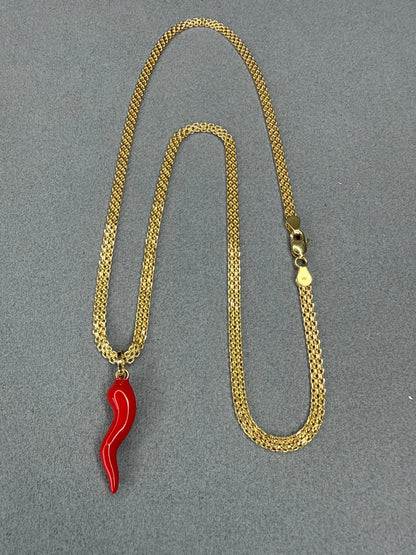 Dije Chile rojo grande Italiano especial 18k