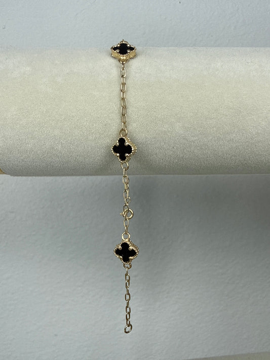 Pulso trébol negro  18cm Nacional 18k