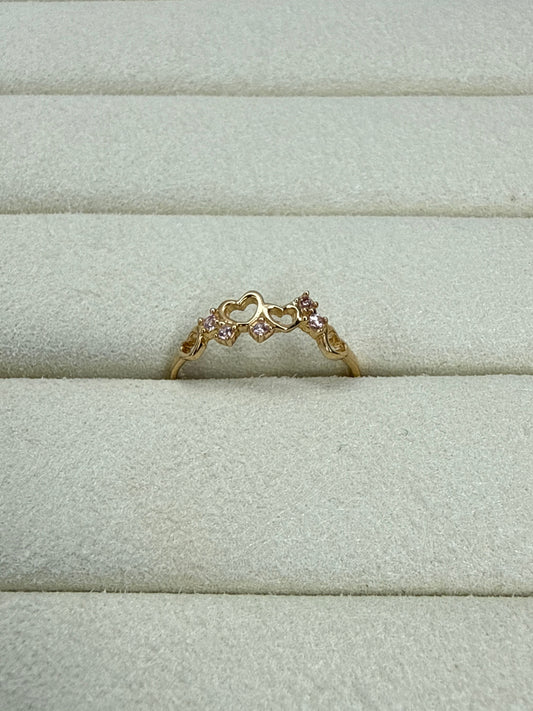 Anillo de corazones Talla 6 Nacional 18k