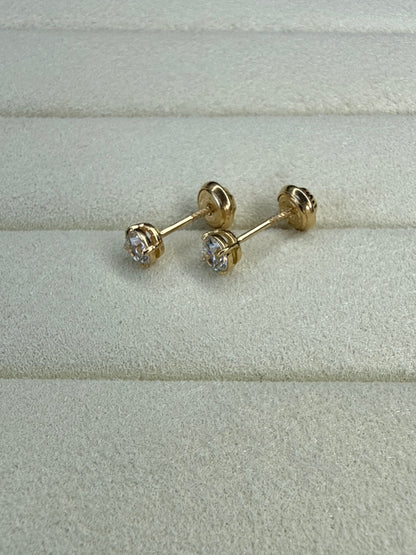 Topitos de rosquita con circon blanco Italiano 18k