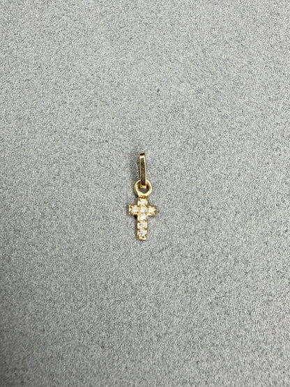 Dije mini cruz de circon blanco Italiano especial 18k