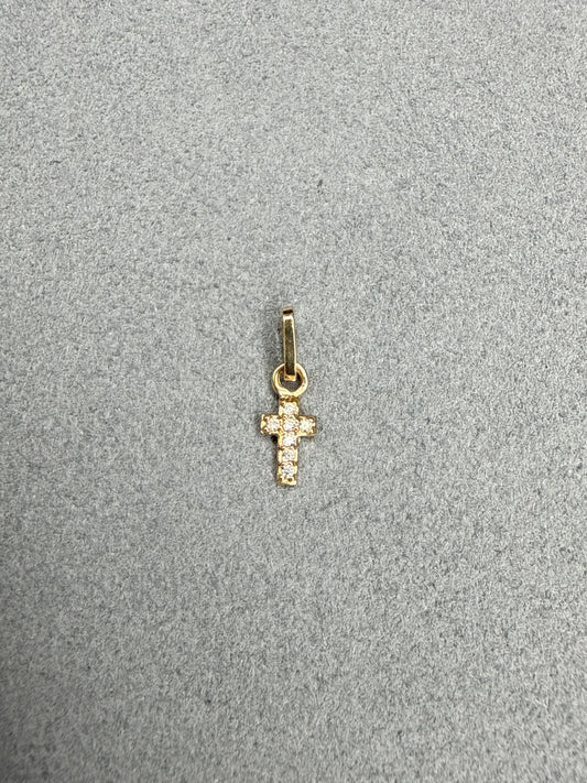 Dije mini cruz de circon blanco Italiano especial 18k