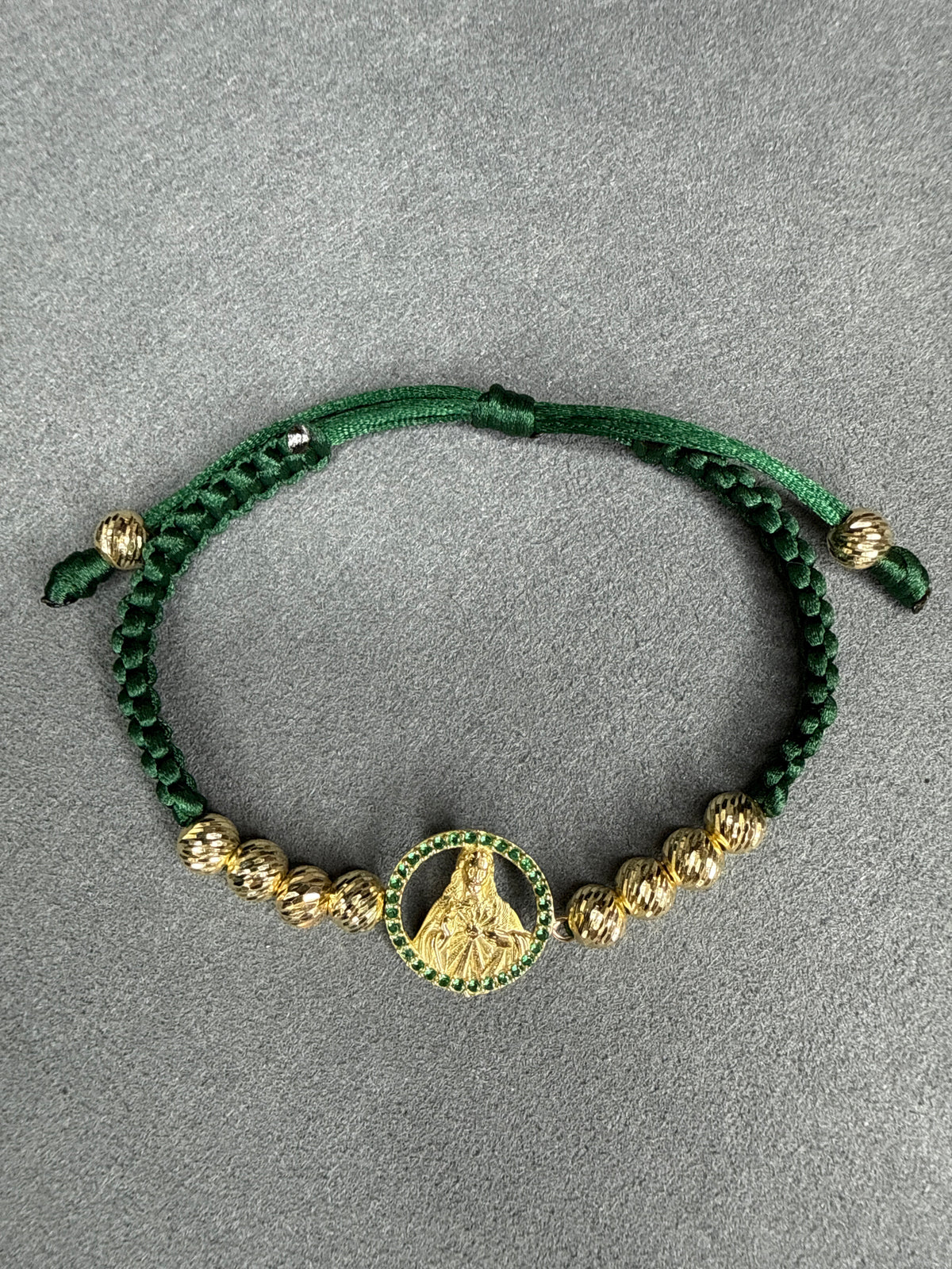 Pulsera de balines diamantados con herraje del Sagrado corazón de Jesús  Nacional 18k