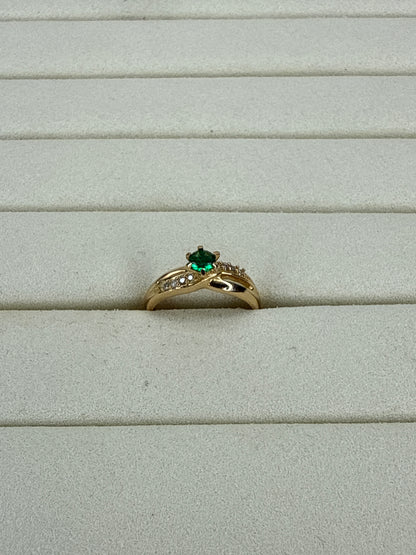 Anillo de circon verde Talla 6 1/4 Nacional 18k