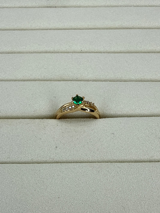 Anillo de circon verde Talla 6 1/4 Nacional 18k