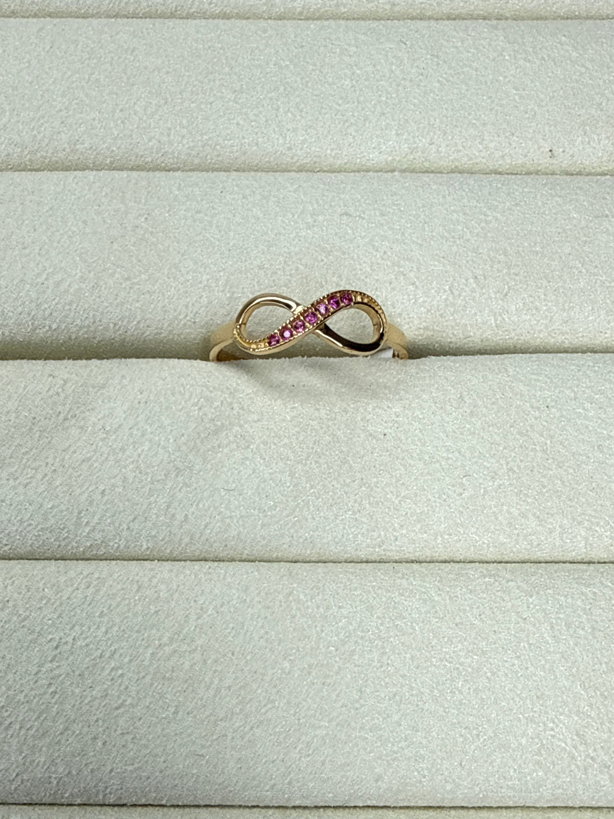 Anillo infinito de circon rosado Talla 7 Nacional 18k