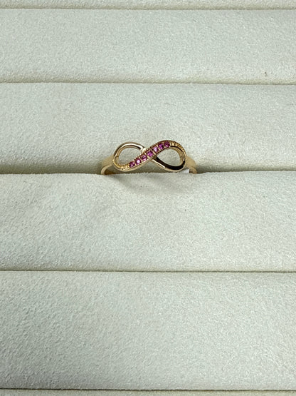 Anillo infinito de circon rosado Talla 7 Nacional 18k