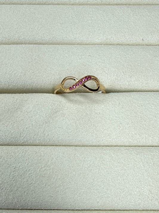 Anillo infinito de circon rosado Talla 7 Nacional 18k