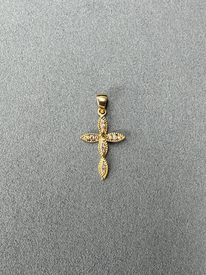 Cruz de circon blanco Nacional 18k