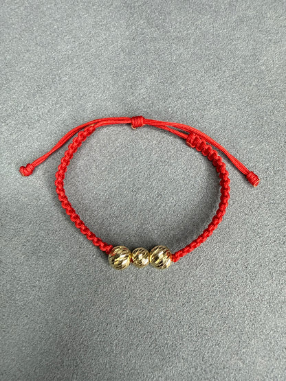 Pulsera de 3 balines diamantados Nacional 18k