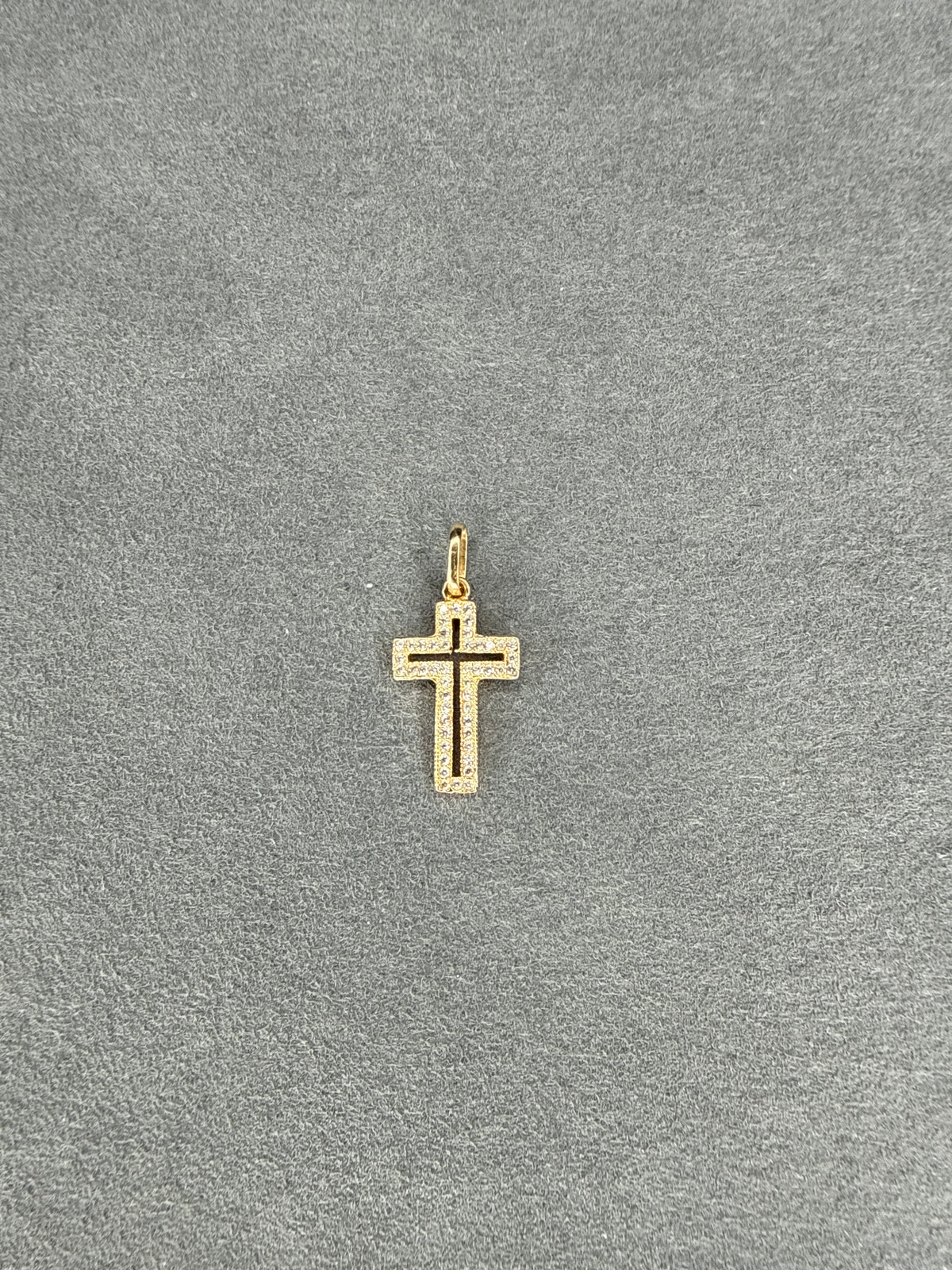 Dije cruz de circon blanco  Italiano 18k
