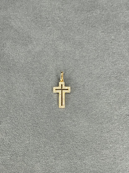 Dije cruz de circon blanco  Italiano 18k