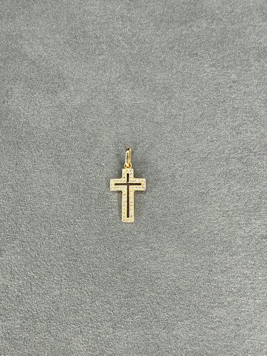 Dije cruz de circon blanco  Italiano 18k