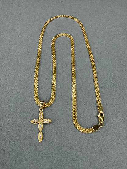 Cruz de circon blanco Nacional 18k