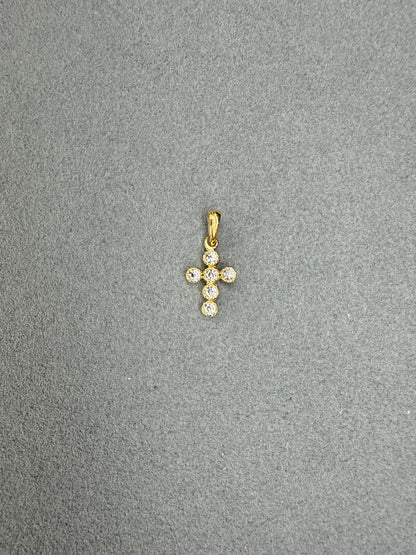 Dije Cruz de circon blanco Italiano especial 18k