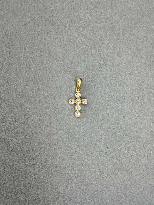 Dije Cruz de circon blanco Italiano especial 18k