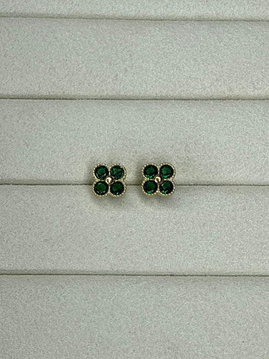 Topitos flor de circon verde Nacional 18k