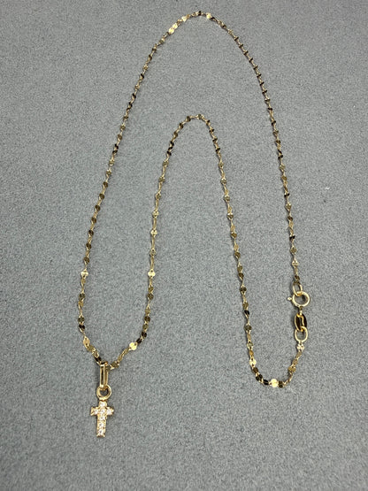 Dije mini cruz de circon blanco Italiano especial 18k