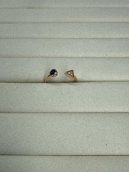 Anillo de circon azul Talla 8 1/4 Nacional 18k