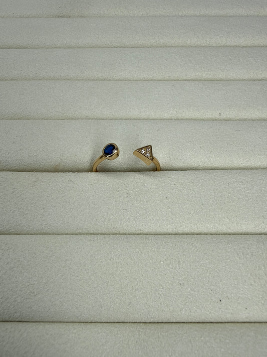 Anillo de circon azul Talla 8 1/4 Nacional 18k