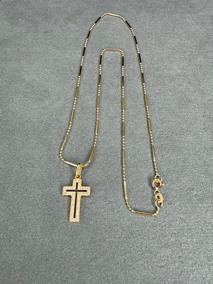 Dije cruz de circon blanco  Italiano 18k