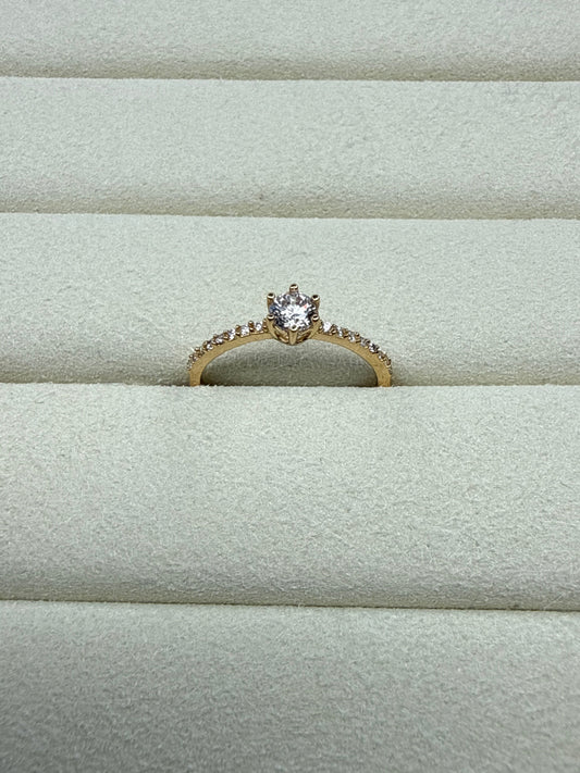 Anillo de circon blanco Talla 6 1/4 Nacional 18k
