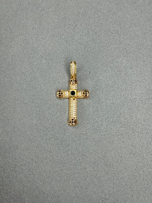Cruz de circon blanco y negro Nacional especial 18k