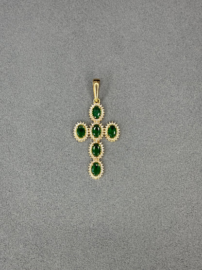 Cruz de circon verde  Nacional 18k