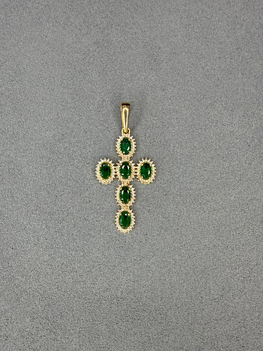 Cruz de circon verde  Nacional 18k