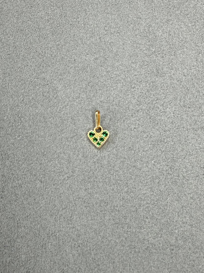 Dije mini corazón de circon verde Italiano especial 18k