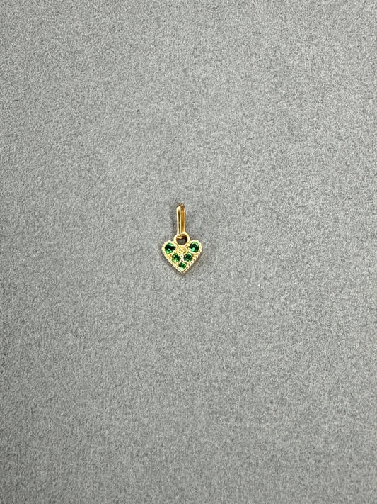 Dije mini corazón de circon verde Italiano especial 18k
