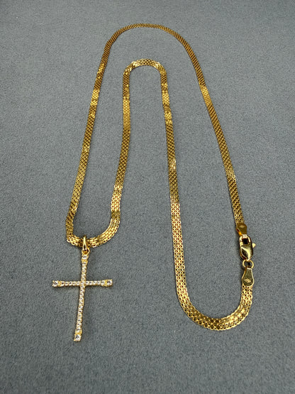 Cruz de circon blanco Italiano especial 18k