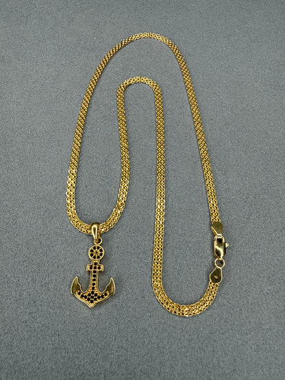 Dije Ancla de circon negro Nacional 18k