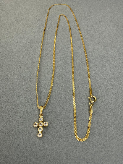 Dije Cruz de circon blanco Italiano especial 18k