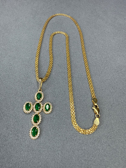 Cruz de circon verde  Nacional 18k