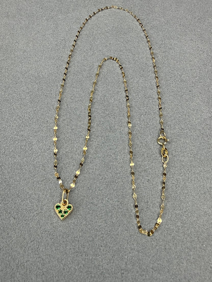 Dije mini corazón de circon verde Italiano especial 18k
