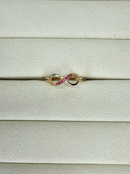 Anillo infinito de circon rosado Talla 7 Nacional 18k