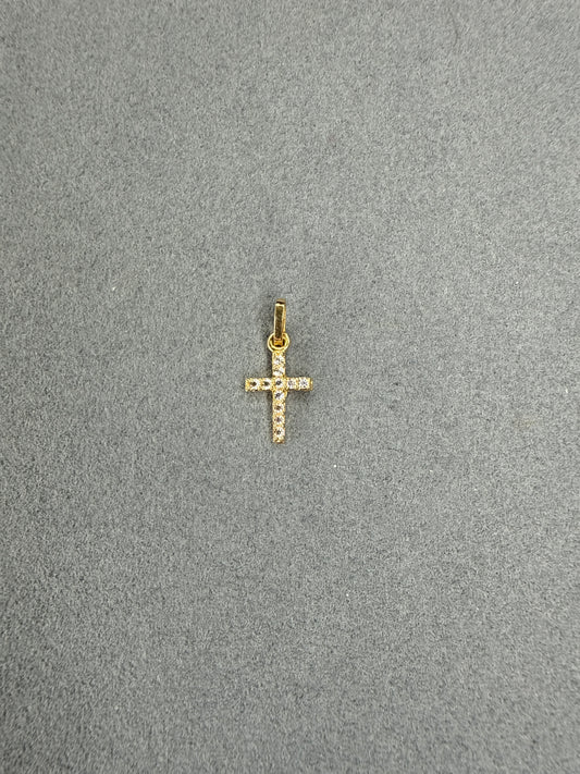 Dije Cruz de circon blanco Italiano especial 18k