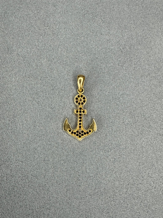 Dije Ancla de circon negro Nacional 18k