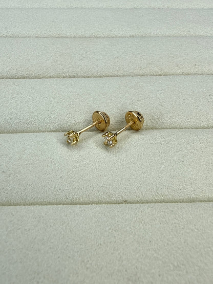 Topitos de circon blanco pequeño Nacional 18k