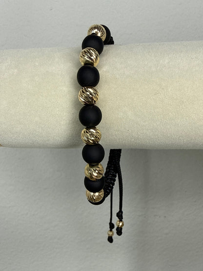 Pulsera de 6 balines diamantados Nacional 18k