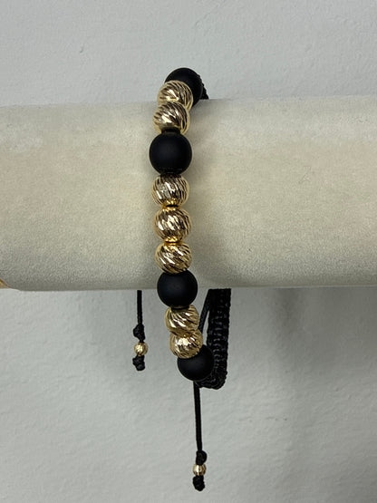 Pulsera de 7 balines diamantados Nacional 18k
